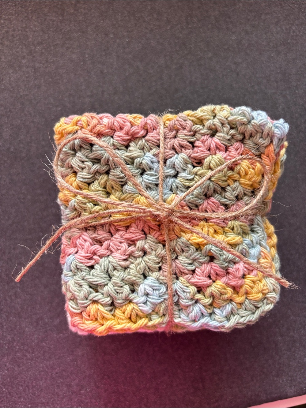 Handmade Multicolor Crochet Washcloth Set - Picture 7 of 7